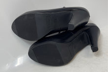 Load image into Gallery viewer, Bata Womens Black Leather Round Toe T-Strap High Pump Heels Size 35
