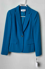 Load image into Gallery viewer, Calvin Klein Womens Turquoise One-Button Blazer Jacket Size 4P With Tag
