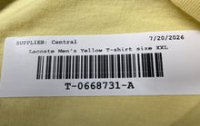 Load image into Gallery viewer, Lacoste Mens Yellow Cotton Regular Fit Short Sleeve Pullover T-Shirt Size XXL
