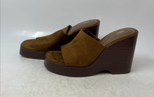 Load image into Gallery viewer, Zara Womens Brown Suede Wooden Open Toe Slip-On Platform Sandals Size EU 39

