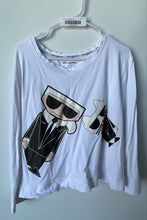 Load image into Gallery viewer, Karl Lagerfeld Womens White Graphic Print Long Sleeve Pullover Sweatshirt Sz XL
