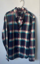 Load image into Gallery viewer, J.Crew Mens Blue Multi Plaid Cotton Long Sleeve Slim Fit Button-Up Shirt Size L
