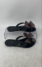 Load image into Gallery viewer, Melissa Girls Harmonic Black Glitter Bow Slip-On Thong Sandals Size 11
