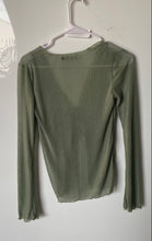 Load image into Gallery viewer, Zara Womens Green Pleated Long Sleeve Regular Fit Tie Front Blouse Top Size S
