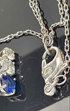 Load image into Gallery viewer, Authentic Swarovski Women's Silver-Tone Trilogy Blue Clear Crystal Necklace
