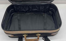 Load image into Gallery viewer, Vintage Oscar De La Renta Tan Black Tweed Extra Compartments Suitcase Luggage
