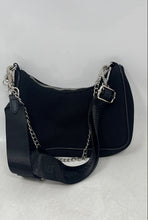 Load image into Gallery viewer, Steve Madden Womens Black Rhinestone Studded Detachable Strap Shoulder Handbag
