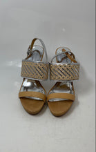 Load image into Gallery viewer, Coach Womens Silver Brown Open Toe Stiletto Platform Sandals Size 7.5

