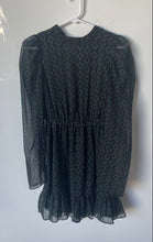 Load image into Gallery viewer, Zara Womens Green Black Printed Long Sleeve Mini Dress Size Small
