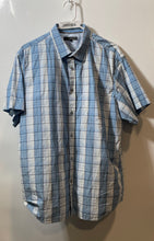 Load image into Gallery viewer, Banana Republic Mens Blue White Plaid Short Sleeve Button-Up Shirt Size XL
