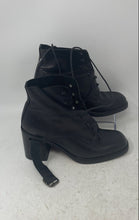 Load image into Gallery viewer, Charles David Womens Black Leather Square Toe Lace-Up Ankle Biker Boots Size 6
