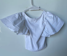 Load image into Gallery viewer, Zara Womens White Cotton Flutter Sleeve Square Neck Cropped Blouse Top Size S

