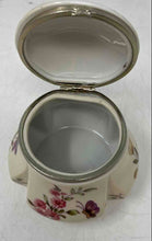 Load image into Gallery viewer, Lefton Multicolor Floral Print Engraved Hinged Lock Lidded Trinket Box
