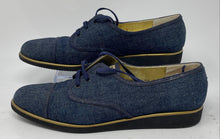 Load image into Gallery viewer, Authentic Salvatore Ferragamo Womens Blue Denim Oxford Shoes Size 7.5 2A Damaged
