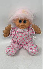 Load image into Gallery viewer, Fairy Tale Trolls Doll Pink Hearts Pajamas Soft Body H Y International 1992 Toy
