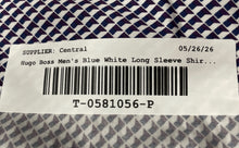 Load image into Gallery viewer, Hugo Boss Mens White Blue Geometric Slim Fit Collared Dress Shirt Size 16
