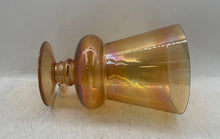 Load image into Gallery viewer, Vintage Arise &amp; Restore Amber Engraved Glass Pedestal Apothecary Urn With Lid
