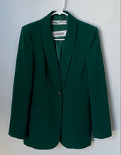 Load image into Gallery viewer, Zara Womens Green Long Sleeve Pockets Shawl Lapel One-Button Blazer Size Small
