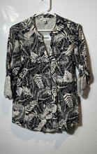 Load image into Gallery viewer, Calvin Klein Womens Black White Printed Long Sleeve Button Front Blouse Top Sz S
