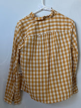Load image into Gallery viewer, St. John's Bay Womens Yellow Plaid Long Sleeve V-Neck Ruffle Blouse Top Size PL
