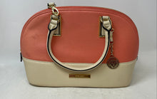 Load image into Gallery viewer, Anne Klein Womens Beige And Pink Colorblock Leather Top Handle Satchel Handbag
