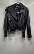 Load image into Gallery viewer, Zara Womens Black Faux Leather Asymmetric Front Zip Belted Biker Jacket Size S
