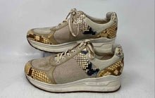 Load image into Gallery viewer, Michael Kors Womens Lindy Mixed-Media Beige Lace-Up Sneaker Shoes Size 9M
