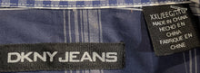 Load image into Gallery viewer, DKNY Jeans Mens Blue Plaid Print Cotton Long Sleeve Button-Up Shirt Size XXL
