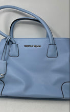 Load image into Gallery viewer, Christian Siriano Womens Blue Leather Double Handle Magnetic Shoulder Purse
