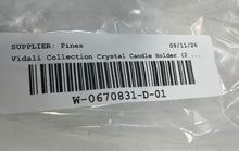 Load image into Gallery viewer, Set Of 2 Pcs Vidali Collection Clear Crystal Taper Candle Holders W/ Ribbon Tags
