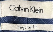 Load image into Gallery viewer, Calvin Klein Mens Blue Printed Collared Long Sleeve Dress Shirt Size 16 1/2
