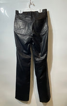 Load image into Gallery viewer, Wilsons Womens Black Genuine Leather Button Front Straight Leg Trouser Pants 28
