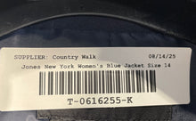 Load image into Gallery viewer, Jones New York Womens Blue Stretch Long Sleeve Mock Neck Full-Zip Jacket Size 14
