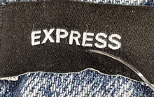 Load image into Gallery viewer, Express Womens Blue Denim Medium Wash Button Front Belt Loops Straight Jeans 4R
