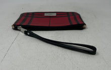 Load image into Gallery viewer, Lauren Ralph Lauren Womens Red Black Plaid Pebbled Leather Wristlet Wallet
