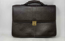 Load image into Gallery viewer, Cavezzale Unisex Brown Leather Pen And Pencil Holder Top Handle Flap Briefcase
