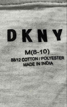 Load image into Gallery viewer, DKNY Girls Gray Heart Print Short Sleeve Crew Neck Pullover T-Shirt Size M 8-10
