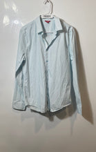 Load image into Gallery viewer, Guess Mens Blue Micro-Print Long Sleeve Collared Button-Up Shirt Size Large
