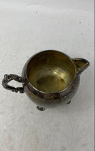 Load image into Gallery viewer, Vintage Silver-Tone Tableware Engraved Scroll Handle Four Footed Creamer
