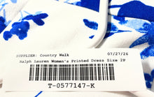 Load image into Gallery viewer, Lauren Ralph Lauren Womens Blue White Floral Short Sleeve A-Line Dress Size 2P
