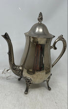 Load image into Gallery viewer, Lot Of 4 Pcs Vintage Silver-Tone Footed Teapot With Sugar Bowl Creamer And Tray

