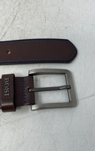 Load image into Gallery viewer, Bosi Mens Brown Silver-Tone Buckle Leather Adjustable Dress Belt Size 34
