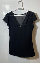 Load image into Gallery viewer, Express Womens Black V-Neck Flutter Short Sleeve Pullover Blouse Top Size M

