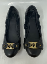 Load image into Gallery viewer, Authentic Tory Burch Womens Black Leather Slip-On Ballet Flats Size 7M

