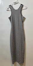 Load image into Gallery viewer, Zara Womens Black White Striped Sleeveless Crew Neck Bodycon Dress Size Small
