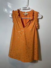 Load image into Gallery viewer, Michael Kors Womens Orange Paisley Print Sleeveless Ruffle Trim Blouse Top Sz M

