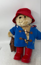 Load image into Gallery viewer, Paddington Bear Plush Toy Red Boots Hat Blue Coat Suitcase Rainbow
