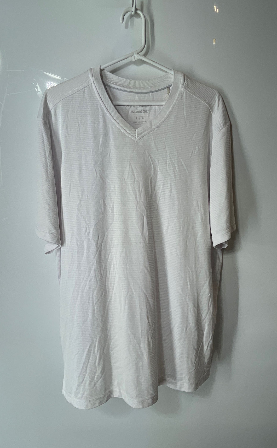 Tommy Bahama Mens White Striped Islandzone Short Sleeve V-Neck T-Shirt Size XL