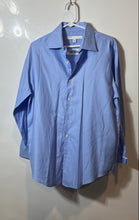 Load image into Gallery viewer, Perry Ellis Mens Baby Blue Cotton Long Sleeve Collared Dress Shirt Size 15.5

