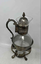 Load image into Gallery viewer, Silver Color Glass Jar Coffee Tea Carafe Pot With Warming Stand Base
